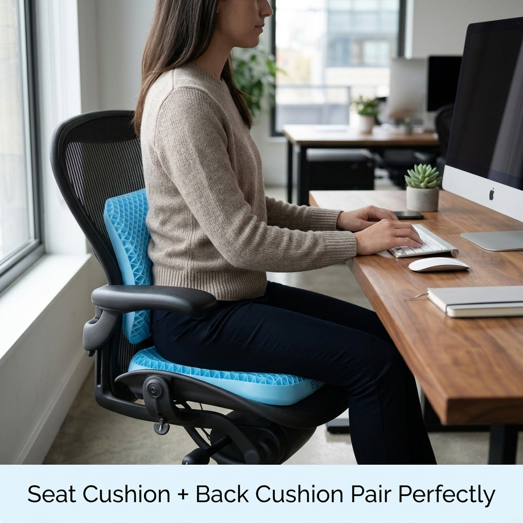 Seat & Lumbar Support Cushion — Pressure Relief for Office Chair, Car & Wheelchair