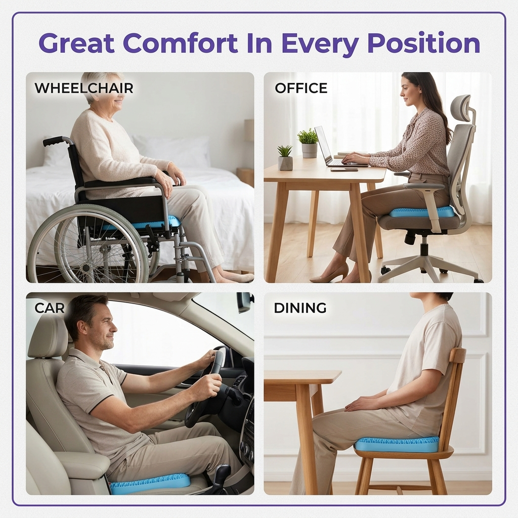 Seat & Lumbar Support Cushion — Pressure Relief for Office Chair, Car & Wheelchair